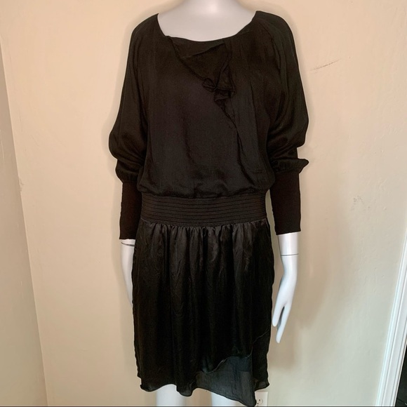 HUGO BOSS Orange Amirella Silk Blend Black Dress Zip Back Long Sleeve - Picture 6 of 16